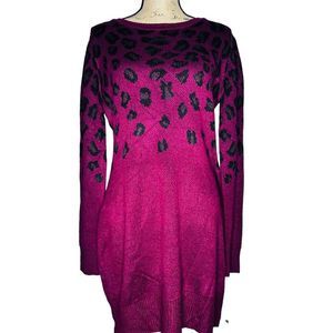 BCX Women's Printed Long Sleeve Short Sheath Dress Maroon Size X-Large NWT